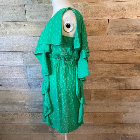 Cynthia Steffe women’s green 100% silk ruffled dress in size 2 - Picture 2 of 8